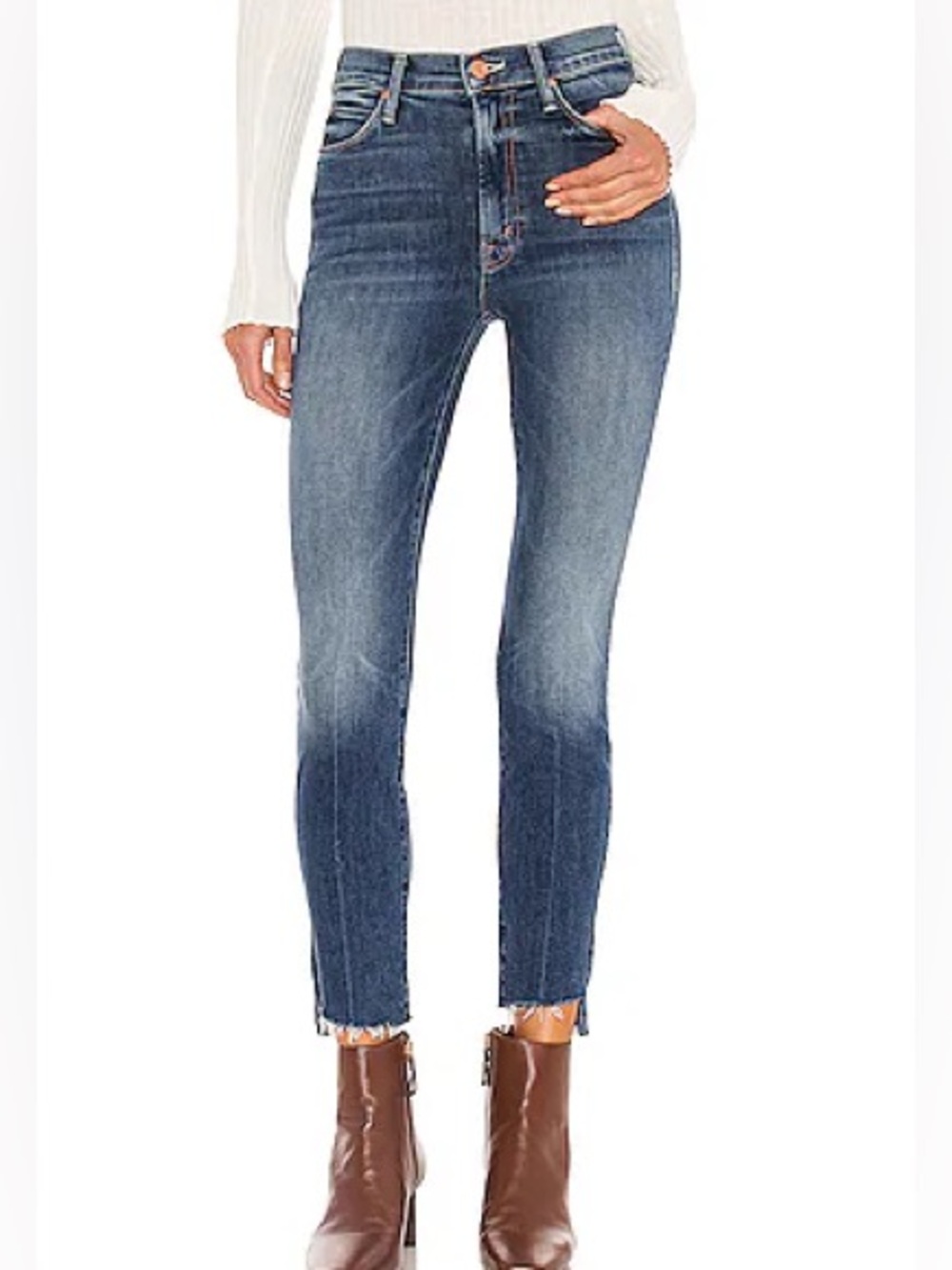 MOTHER stunner zip ankle fray